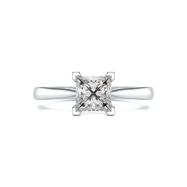 Diamond Engagement Ring- Princess Corner Claw Split Tapered Shank