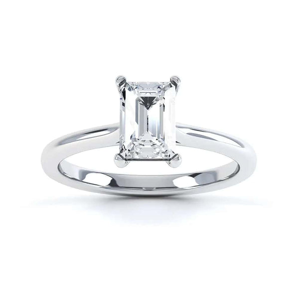 Emerald Cut 4 Claw Diamond Solitaire Ring