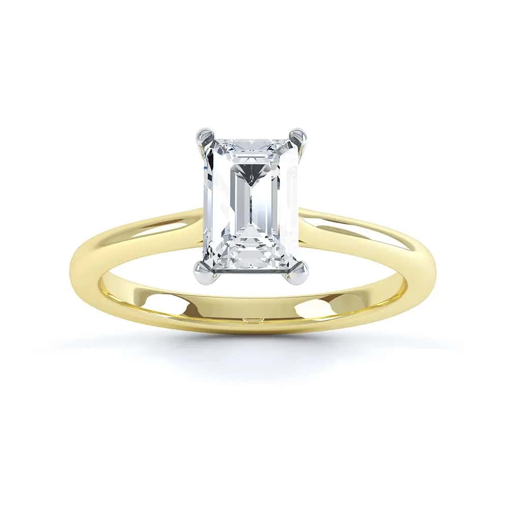 Emerald Cut 4 Claw Diamond Solitaire Ring