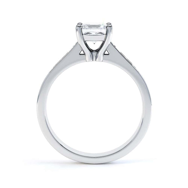 Princess Cut Centre Stone, Four Claw, Parallel Shoulders, Diamond Engagement Ring