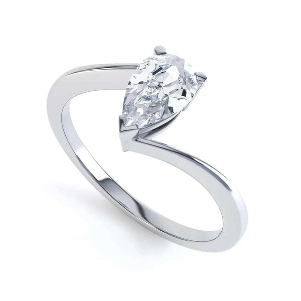 Solitaire Engagement Ring with Pear Shape Diamond with a twist Shank