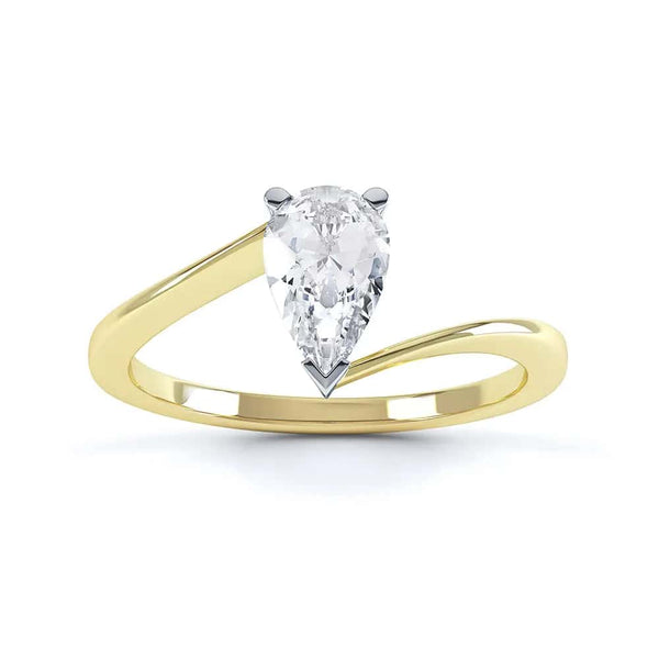 Solitaire Engagement Ring with Pear Shape Diamond with a twist Shank