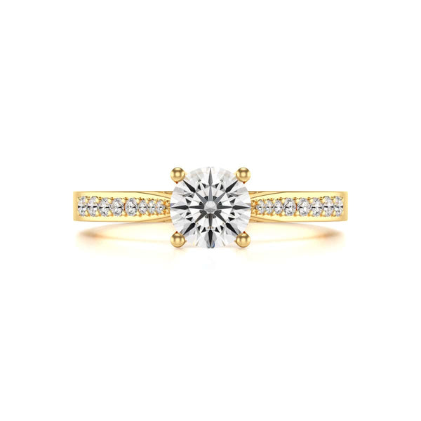 Diamond Engagement Ring- Round Four Claw Tapered Set Shoulders