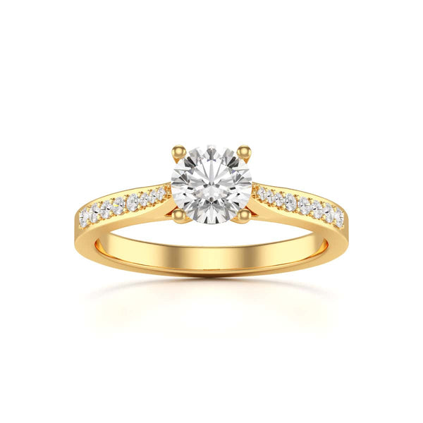Diamond Engagement Ring- Round Four Claw Tapered Set Shoulders