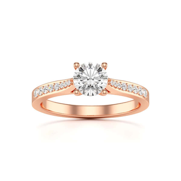 Diamond Engagement Ring- Round Four Claw Tapered Set Shoulders