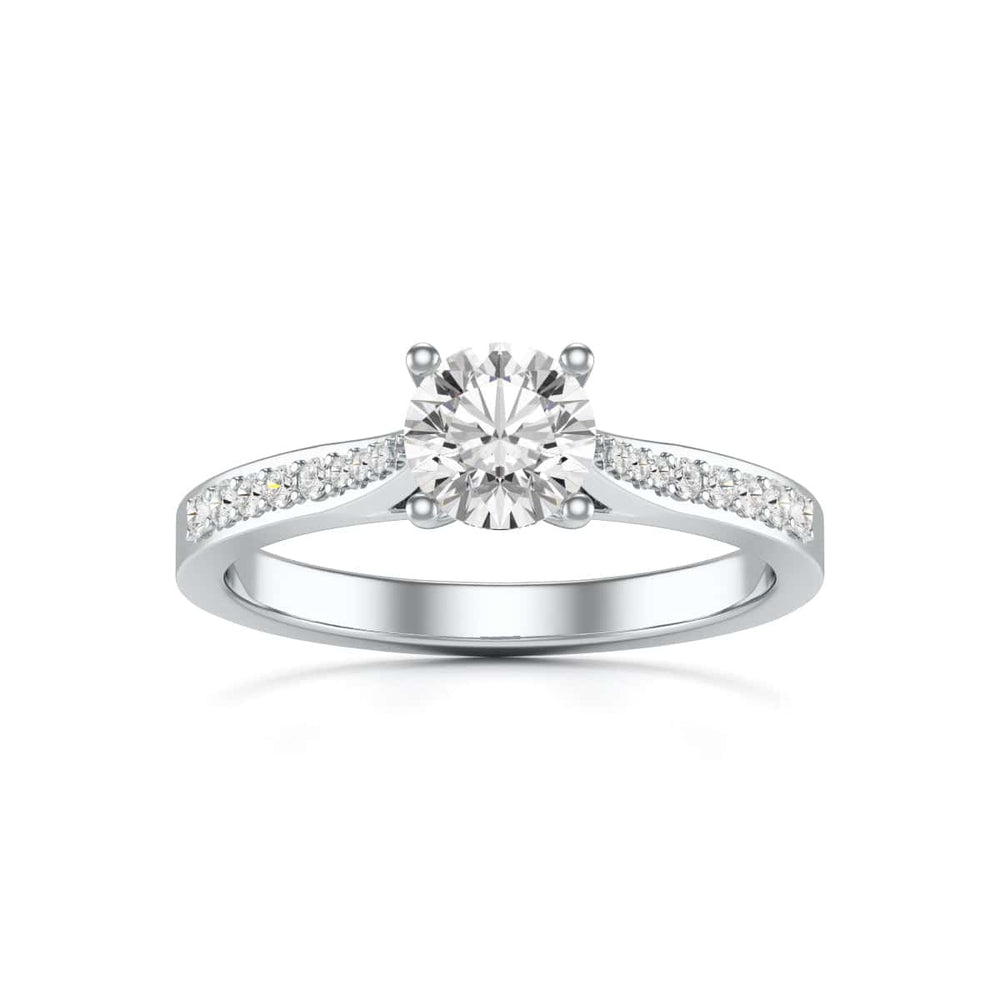 Diamond Engagement Ring- Round Four Claw Tapered Set Shoulders