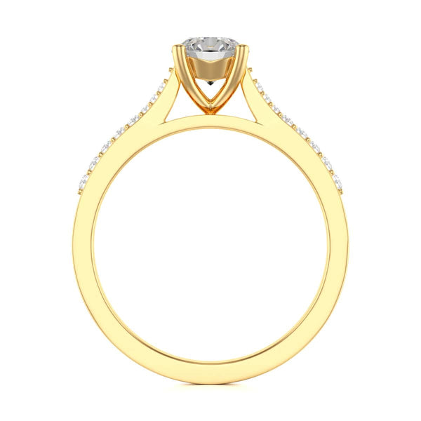 Diamond Engagement Ring- Round Four Claw Tapered Set Shoulders