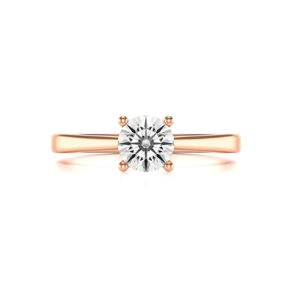 Diamond Engagement Ring- Round Four Claw Tapered Shank Plain