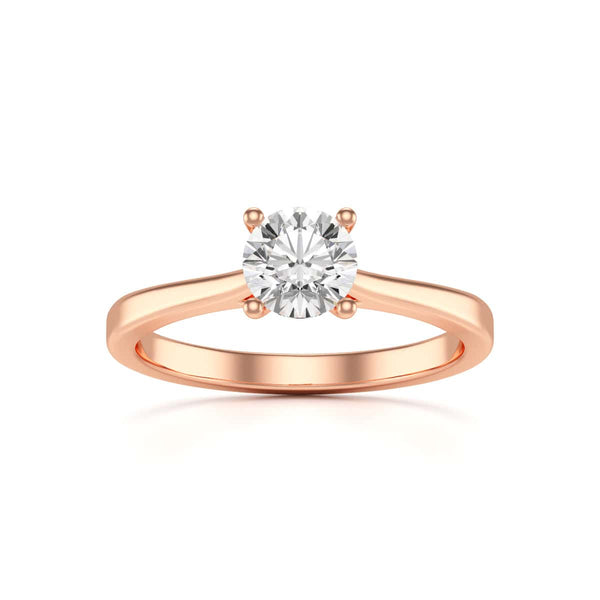 Diamond Engagement Ring- Round Four Claw Tapered Shank Plain
