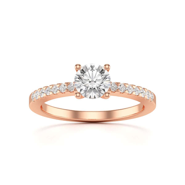 Diamond Engagement Ring- Round Four Claw Scallop Shoulder Set