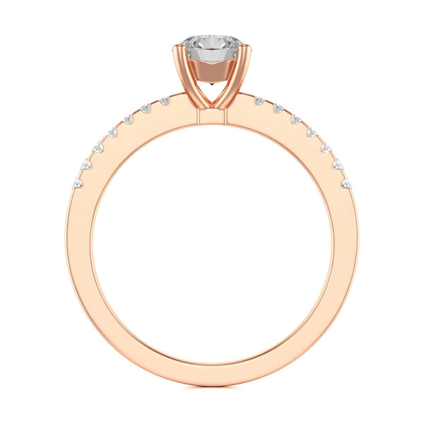 Diamond Engagement Ring- Round Four Claw Scallop Shoulder Set