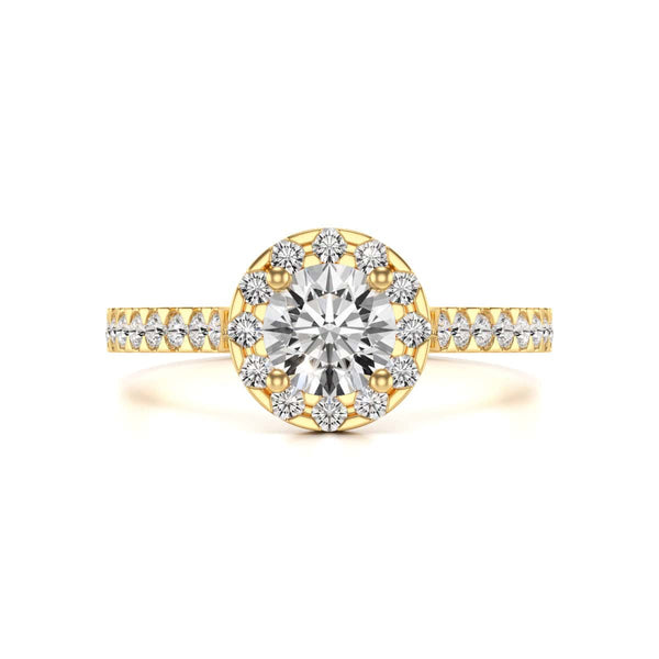 Diamond Engagement Ring- Round Halo Scallop Shoulder Set