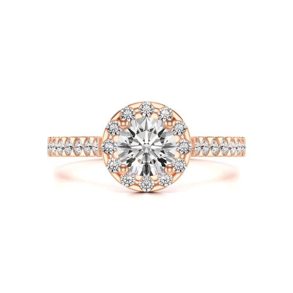 Diamond Engagement Ring- Round Halo Scallop Shoulder Set