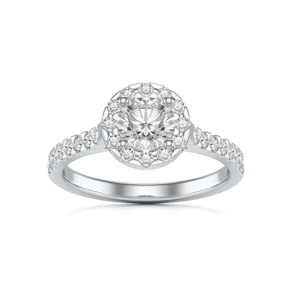 Diamond Engagement Ring- Round Halo Scallop Shoulder Set