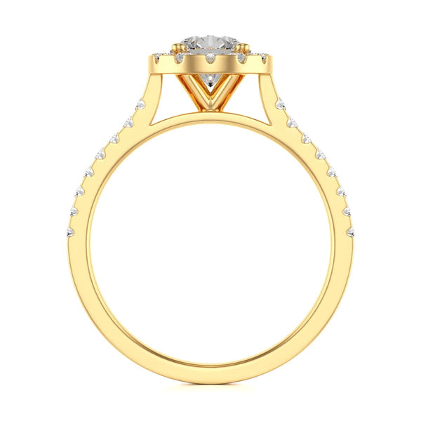 Diamond Engagement Ring- Round Halo Scallop Shoulder Set