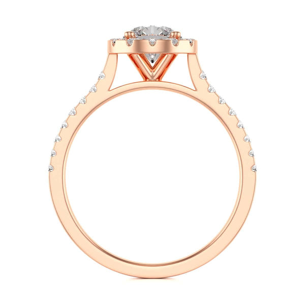 Diamond Engagement Ring- Round Halo Scallop Shoulder Set