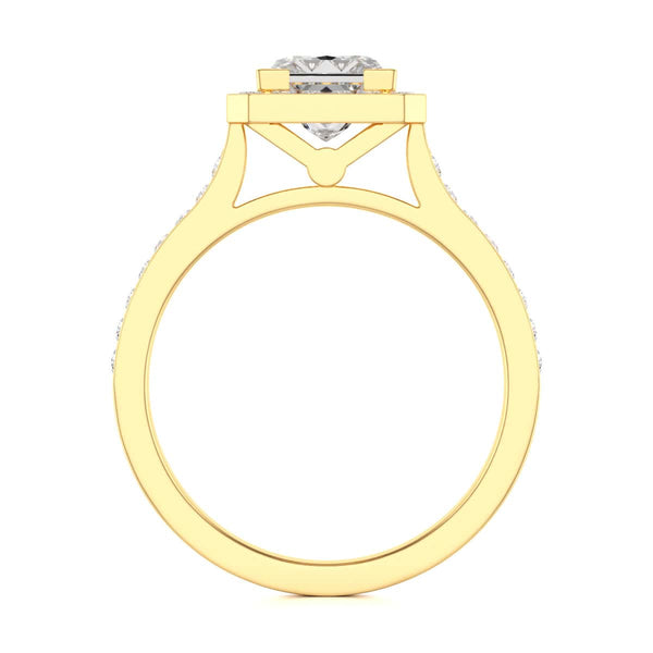 18ct Gold Princess Cut Halo Diamond Engagement Ring - Square Shape