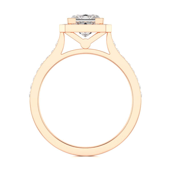 18ct Gold Princess Cut Halo Diamond Engagement Ring - Square Shape