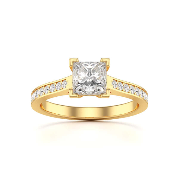 Diamond Engagement Ring- Princess Channel and Grain Set