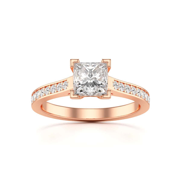 Diamond Engagement Ring- Princess Channel and Grain Set