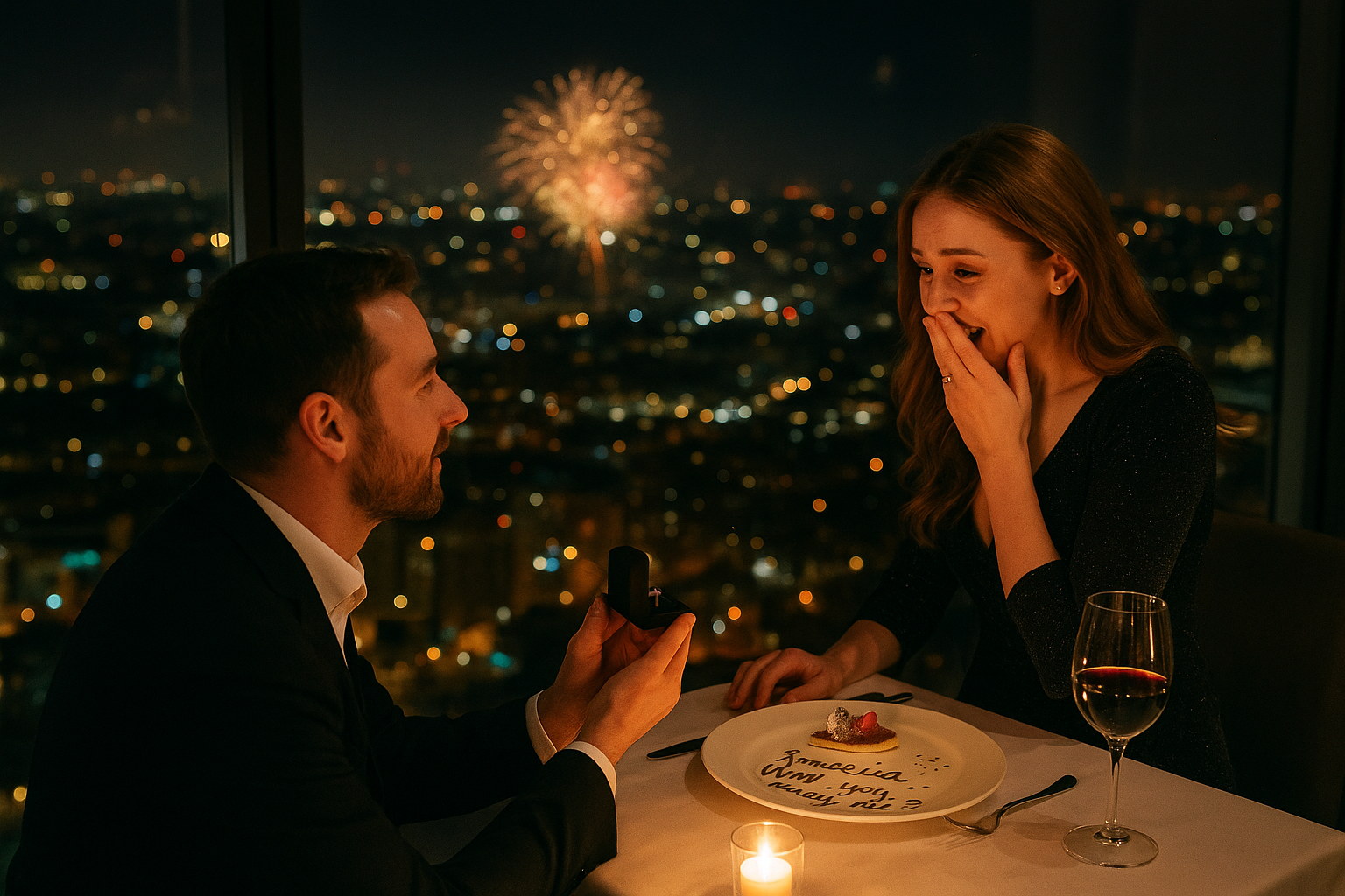 Man proposing with a wedding proposal ring