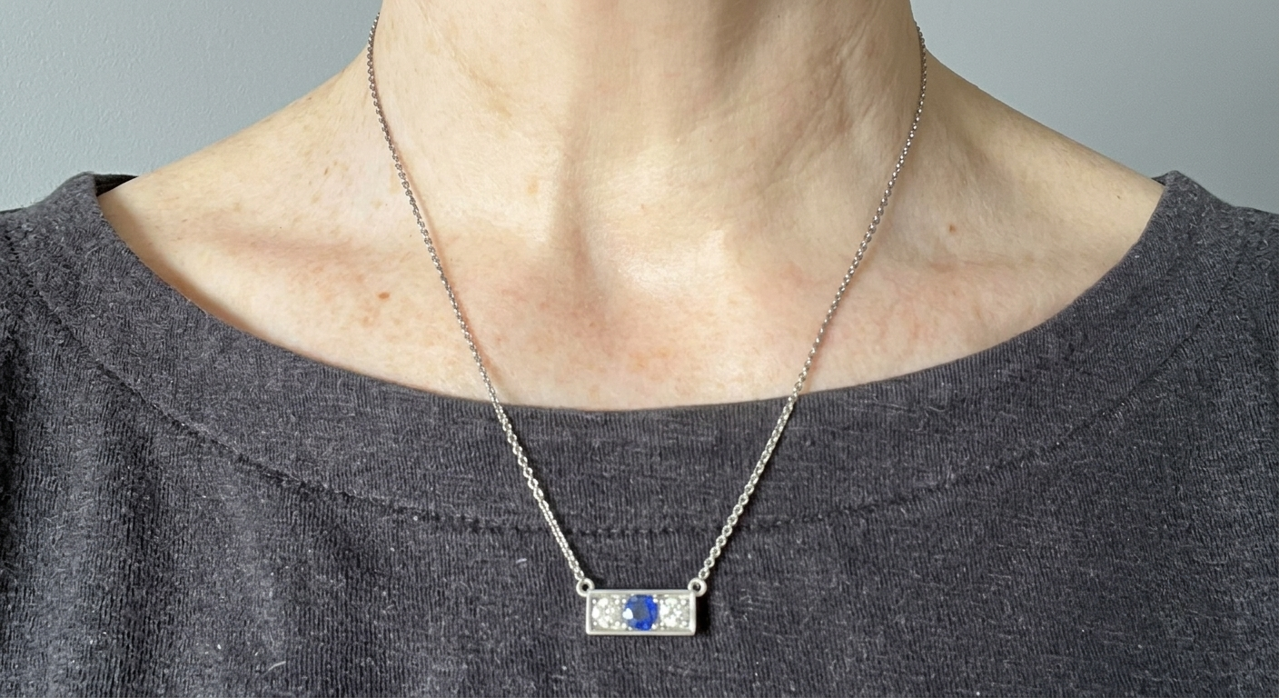 Damond & sapphire platinum  pendant