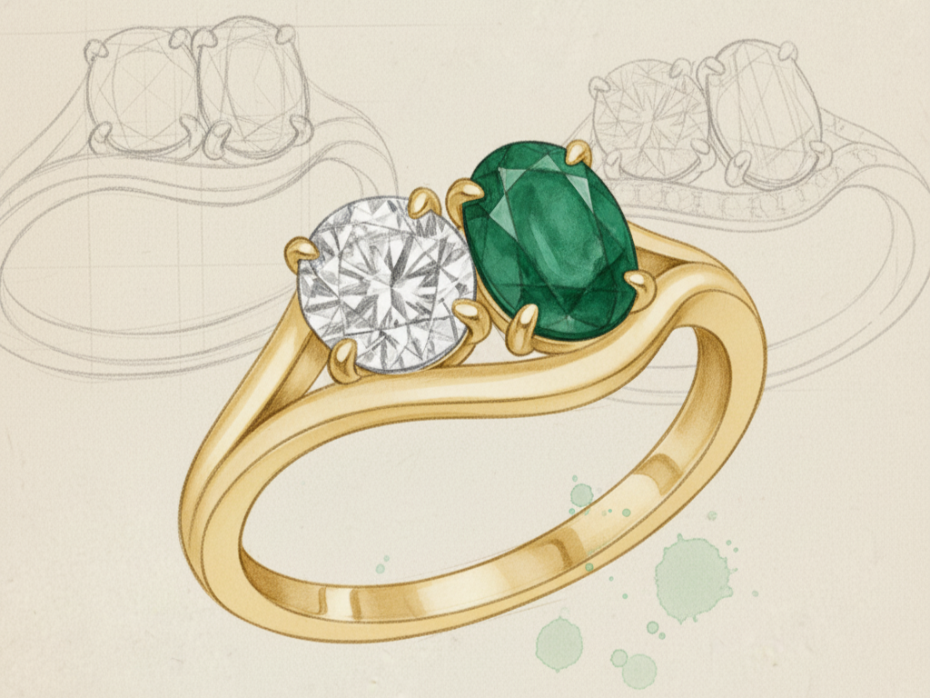 Toi et moi engagement ring design