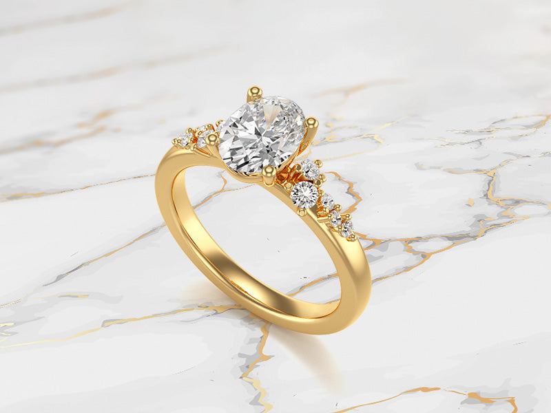 Oval Scatter Diamond Ring