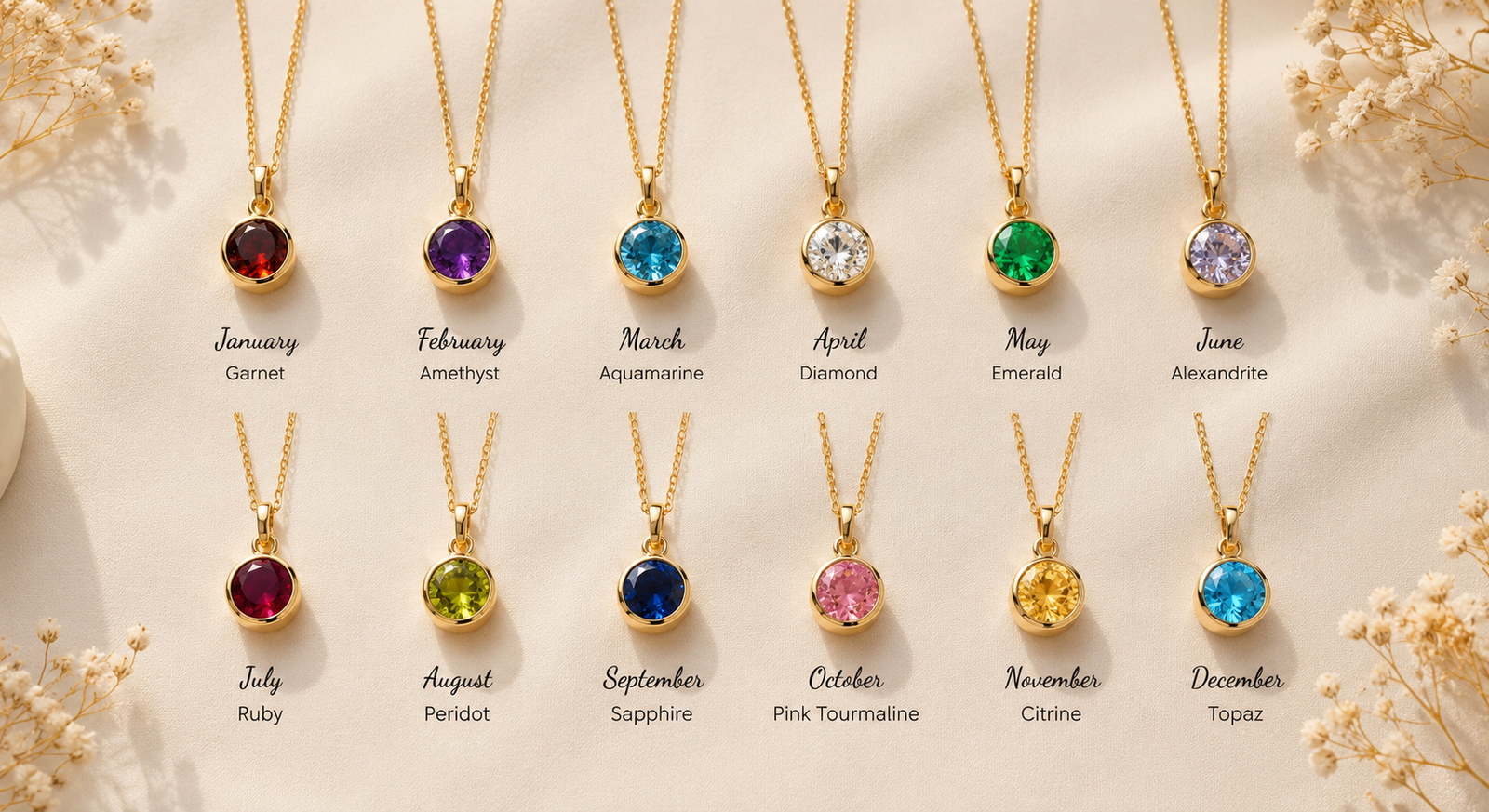 birthstone pendant necklace 
