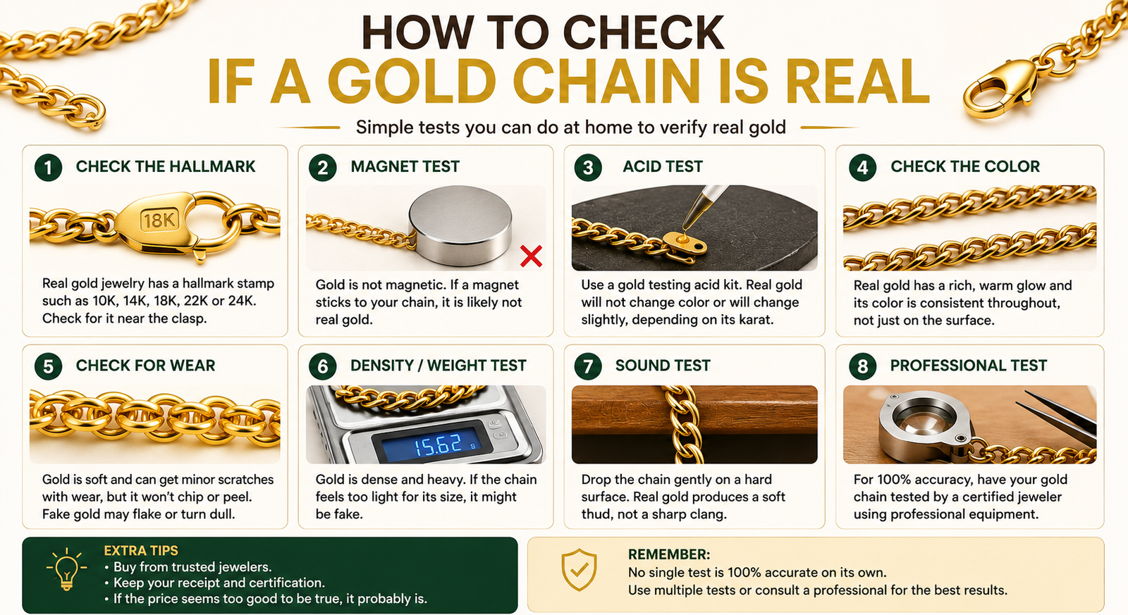 how to tell if gold chain is real 