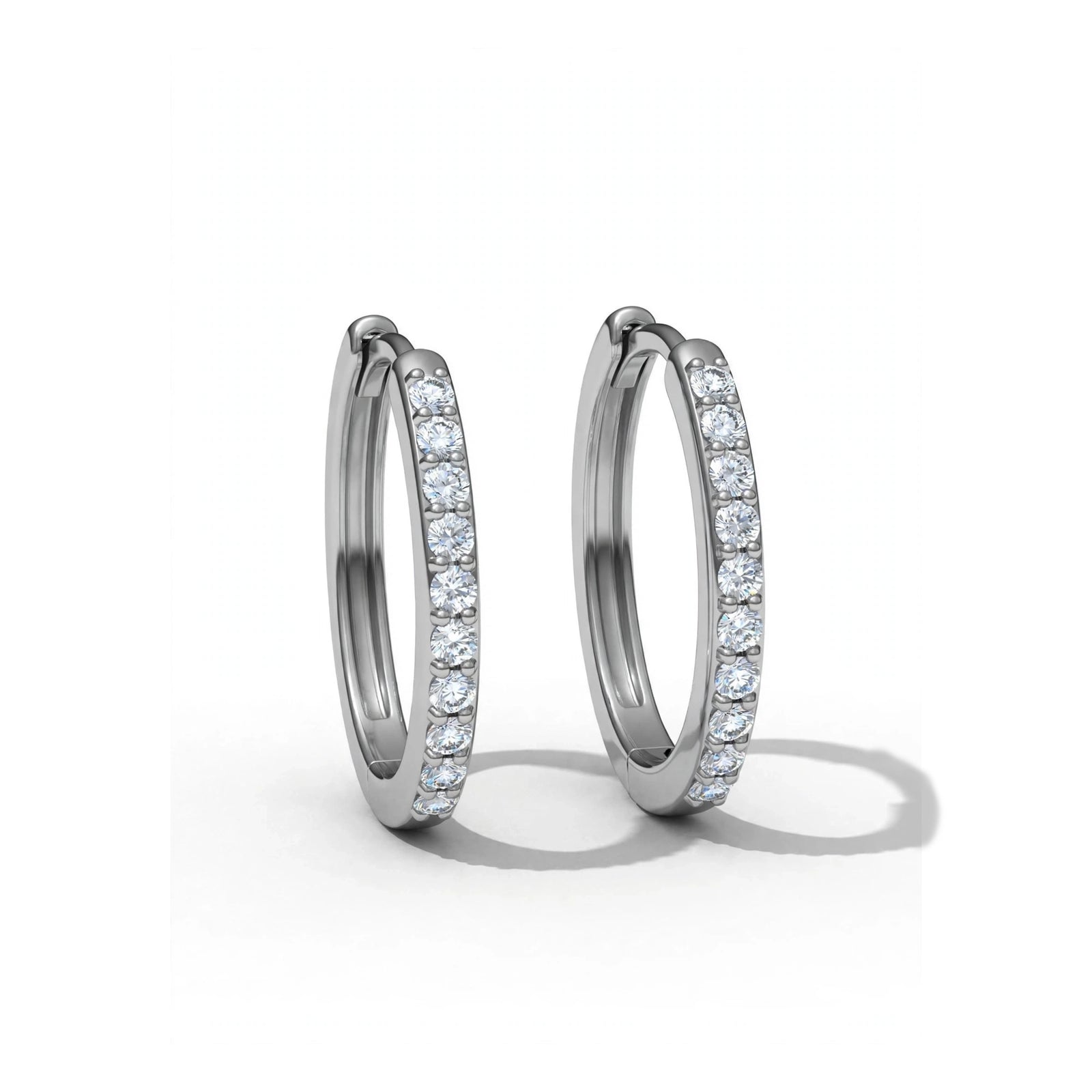 9K White Gold 0.13ctw Lab Diamond Huggie Hoop Earrings (12mm)