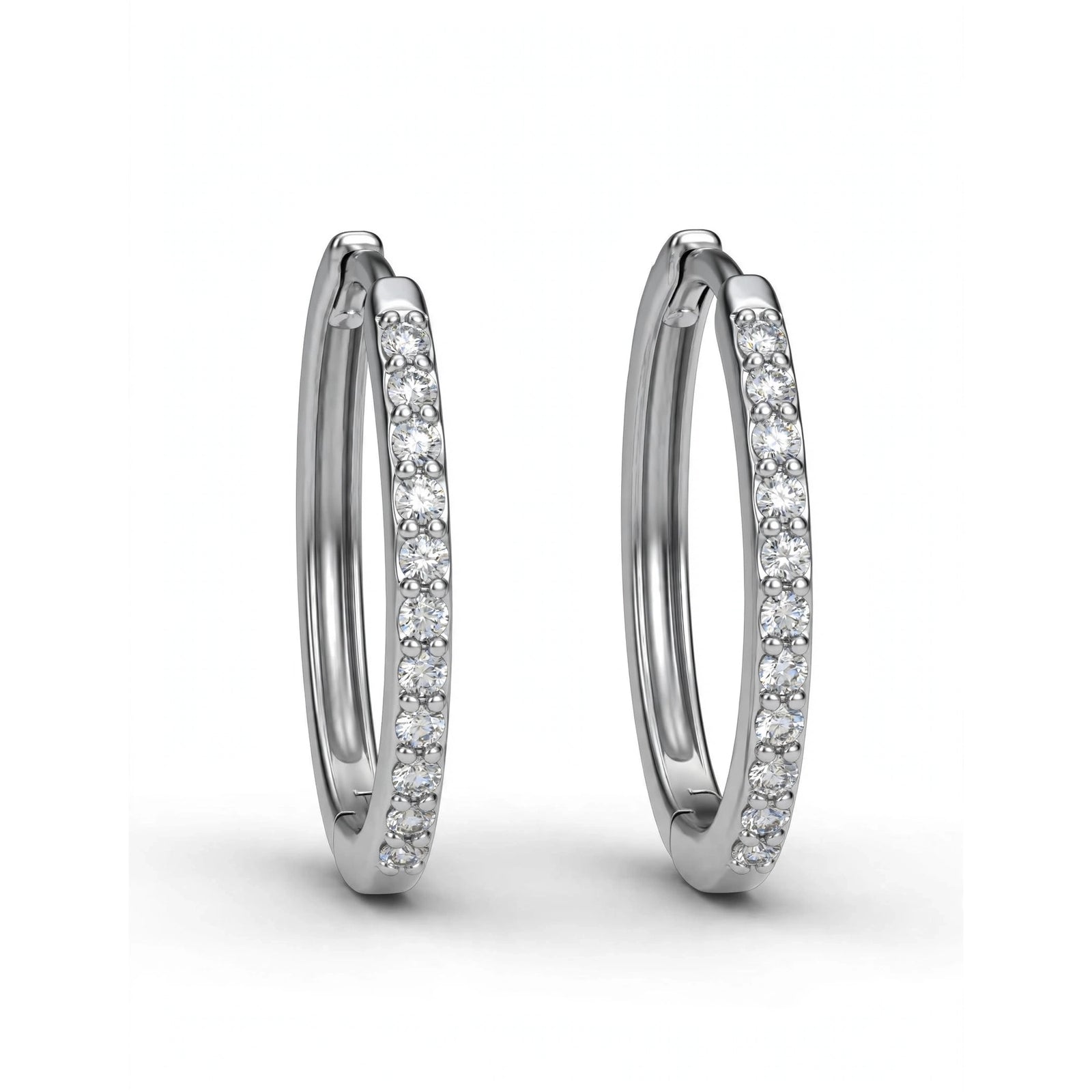 9K White Gold 0.21ct Lab Diamond Hoop Earrings (18mm)