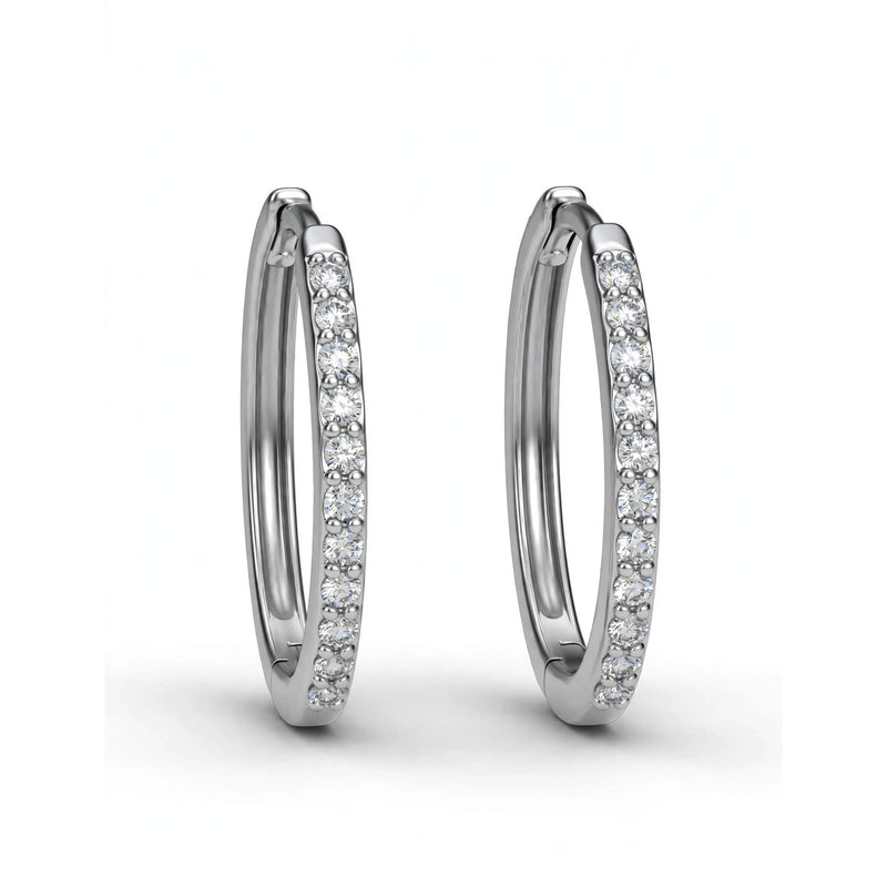 9K White Gold 0.17ct Lab Diamond Huggie Hoop Earrings (16mm)