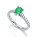 Pear Emerald with Diamond Set Shoulders Ring in 18ct Gold and Platinum