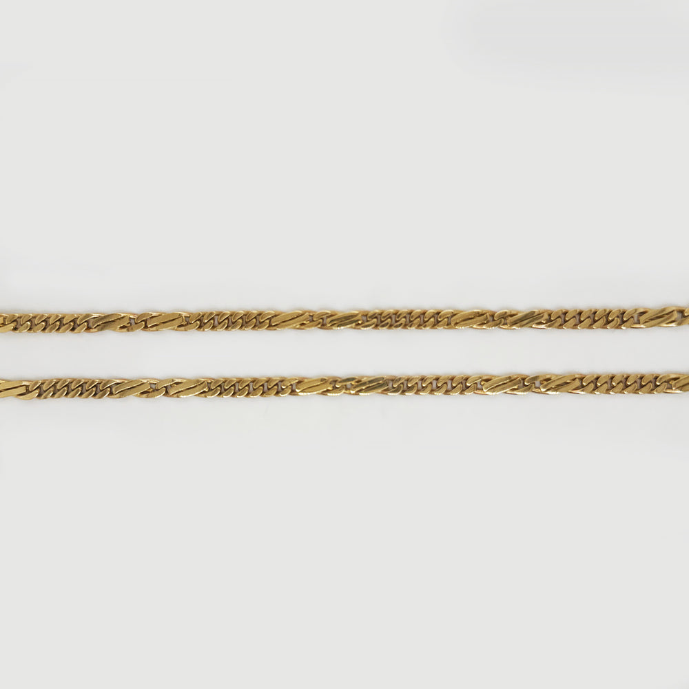 9K Yellow Gold Alternating Figaro Link Chain Necklace
