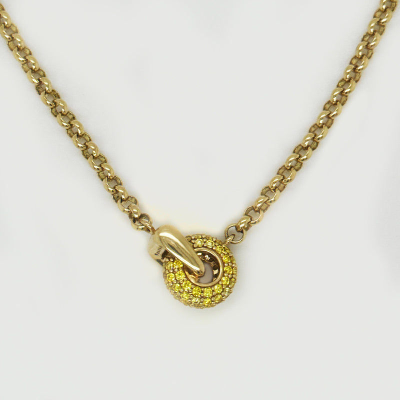 14K Yellow Gold Yellow Lab Diamond Circle Pendant Necklace