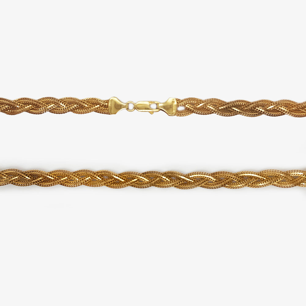 9K Yellow Gold Multi-Strand Braided Plait Chain Necklace