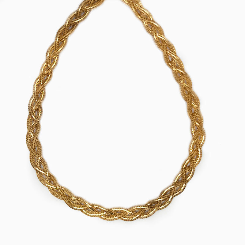 9K Yellow Gold Multi-Strand Braided Plait Chain Necklace
