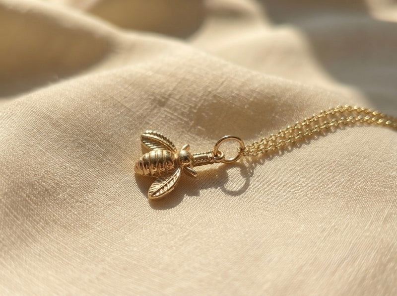 9K Yellow Gold Bumblebee Pendant Necklace