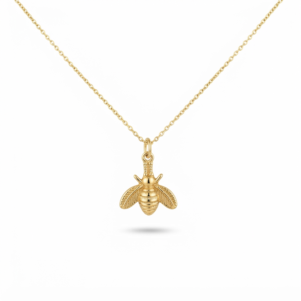 9K Yellow Gold Bumblebee Pendant Necklace