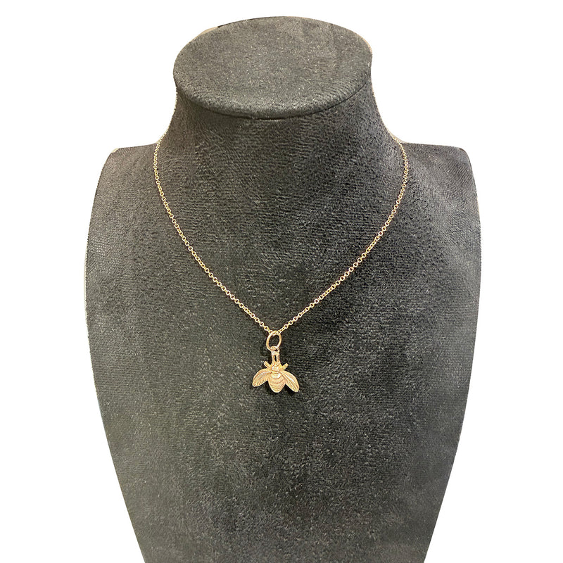 9K Yellow Gold Bumblebee Pendant Necklace