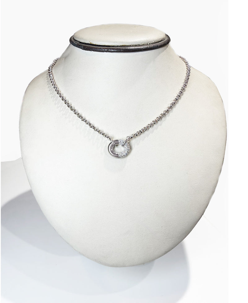 14K White Gold Lab-Grown Diamond Circle Pendant Necklace