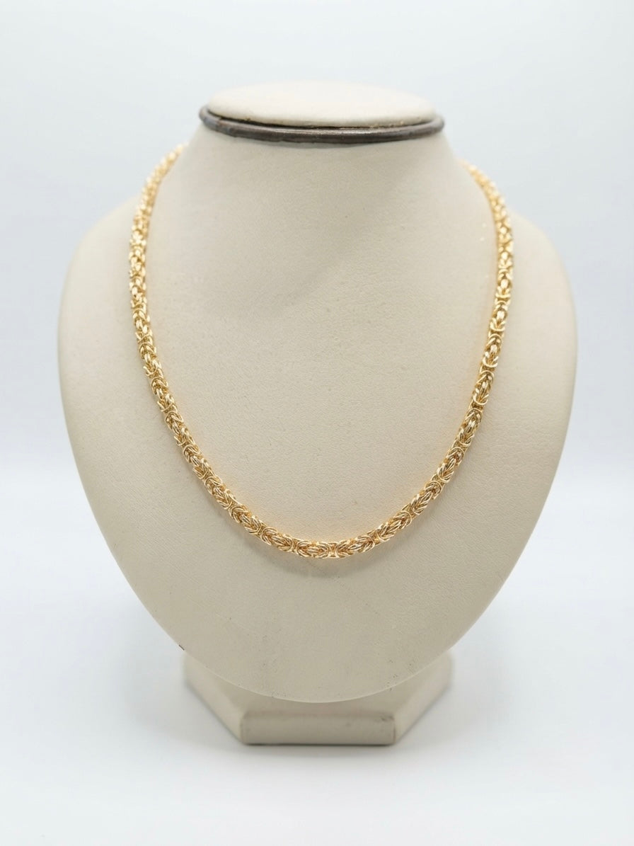 9K Yellow Gold Handcrafted Byzantine Chain Necklace
