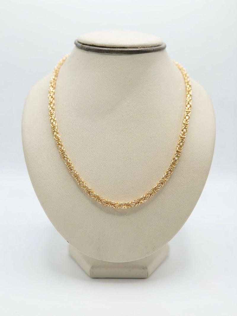 9K Yellow Gold Handcrafted Byzantine Chain Necklace