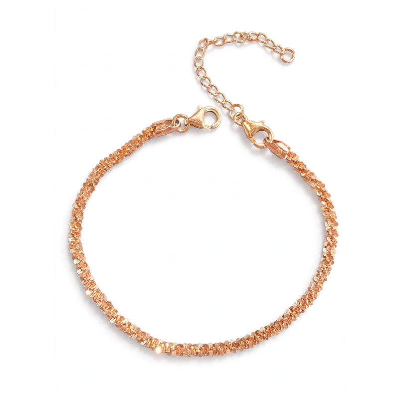 Sterling Silver Sparkling Textured Chain Bracelet 6.5''