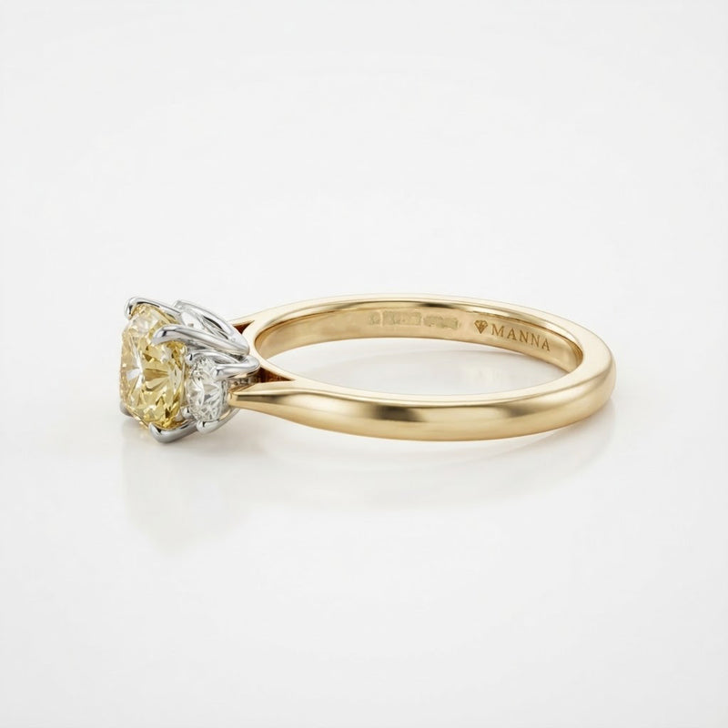 18K 2-Tone Gold 1.06ct Square Cushion Lab Diamond Three-Stone Ring
