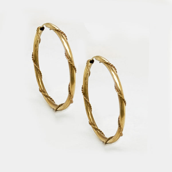 9K Yellow Gold Twisted Hoop Earrings