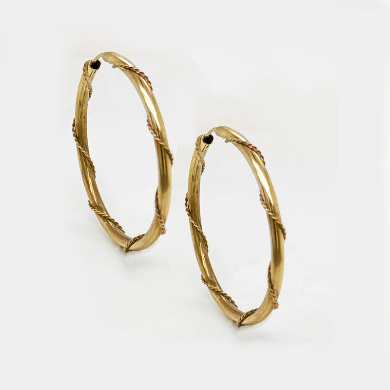 9K Yellow Gold Twisted Hoop Earrings