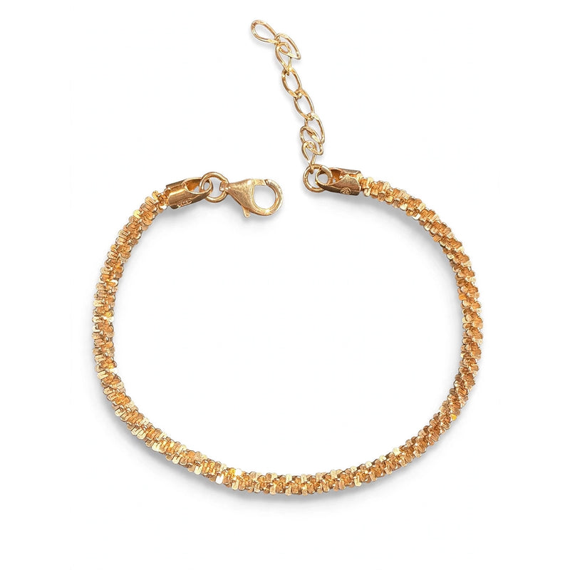 Sterling Silver Sparkling Textured Chain Bracelet 7.5''