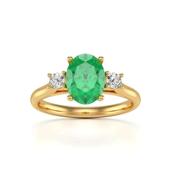 18ct Rose Gold Diamond oval shape Emerald Engagement Ring 